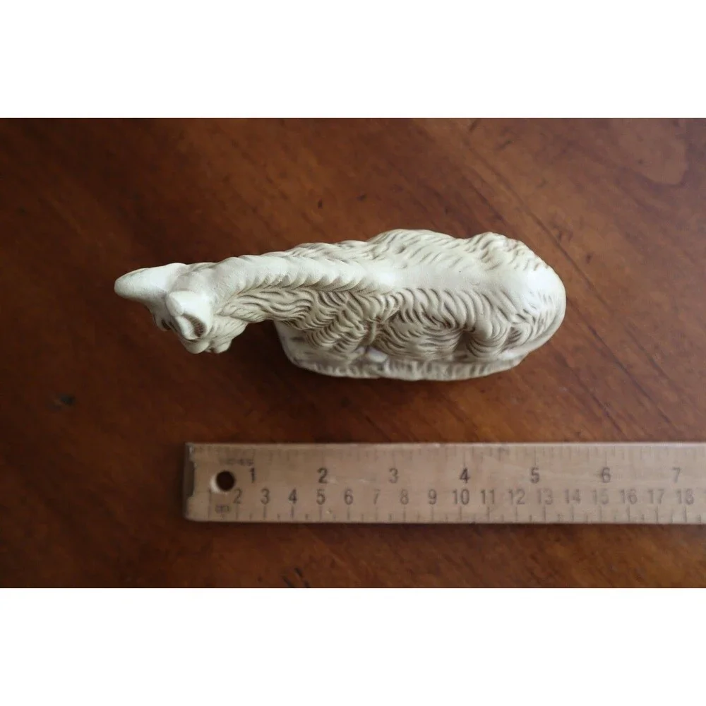 Vtg Christmas Nativity Figurine Paper Mache Composite: Laying Donkey  3.5